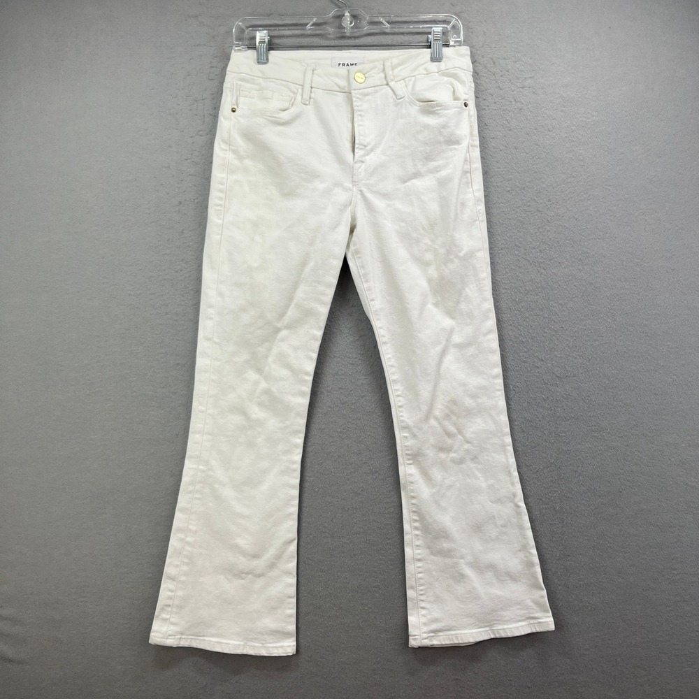 FRAME Jeans Womens 27 White Cotton Stretch Le Crop Mini Boot Casual Denim